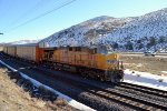 One unit wonder, UP 5481 (C45ACCTE or ES44AC) leads a westbound empty autorack train through Echo Canyon, Utah (near Baskin) February 19, 2022 {Winter Echofest}